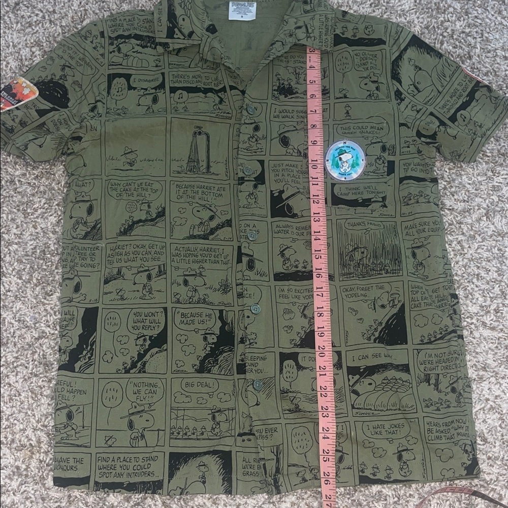 Peanuts Olive Comic Print Men's Shirt size small beagle scout - Picture 8 of 13